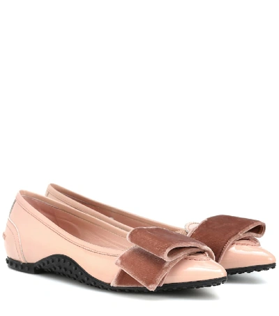 Shop Tod's X Alessandro Dell'acqua Patent-leather Ballet Flats In Pink