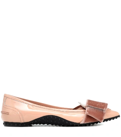 Shop Tod's X Alessandro Dell'acqua Patent-leather Ballet Flats In Pink
