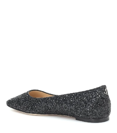 Shop Jimmy Choo Mirele Glitter Ballet Flats In Black