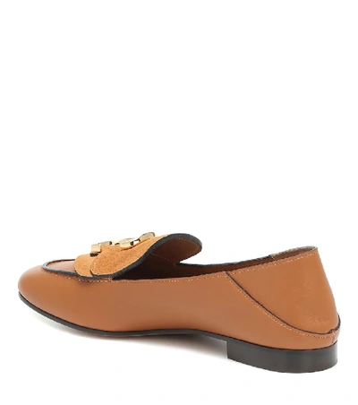 Shop Chloé C Leather Loafers In Brown