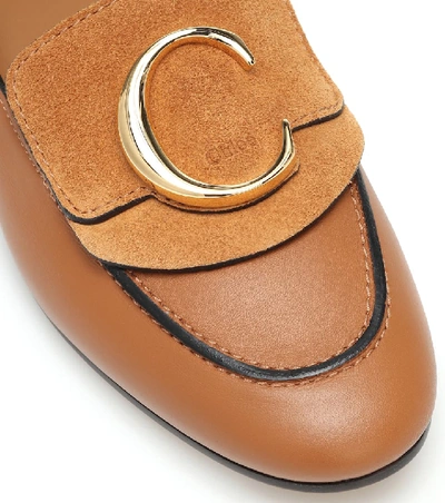 Shop Chloé C Leather Loafers In Brown