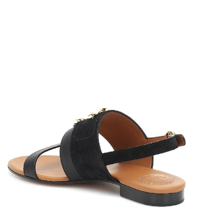 Shop Chloé C Suede And Leather Sandals In Black