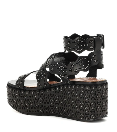 Shop Alaïa Studded Leather Plateau Sandals In Black