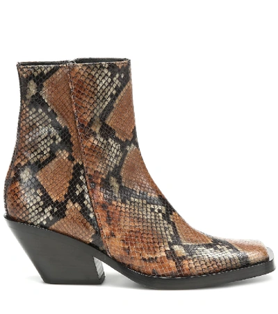 Acne Studios Braxton Snake-effect Leather Ankle Boots In Brown 