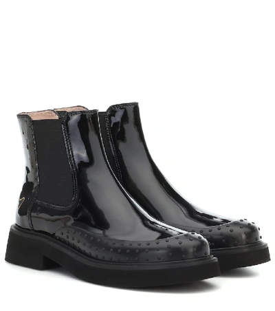 Shop Tod's Patent-leather Chelsea Boots In Black