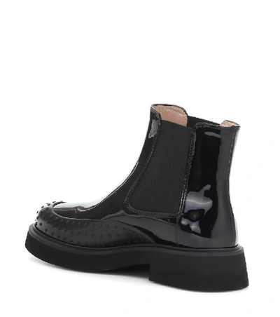 Shop Tod's Patent-leather Chelsea Boots In Black