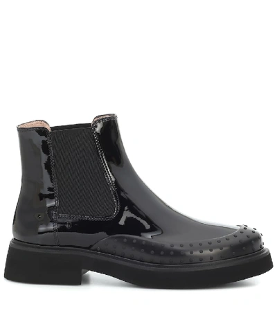 Shop Tod's Patent-leather Chelsea Boots In Black
