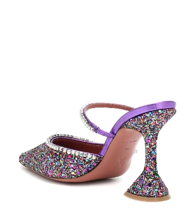 Shop Amina Muaddi Gildsa Crystal-embellished Mules In Multicoloured