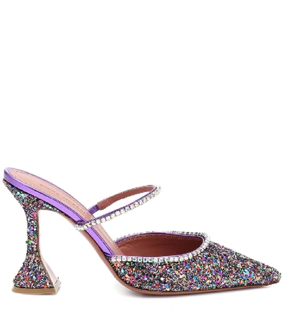 Shop Amina Muaddi Gildsa Crystal-embellished Mules In Multicoloured