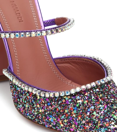 Shop Amina Muaddi Gildsa Crystal-embellished Mules In Multicoloured