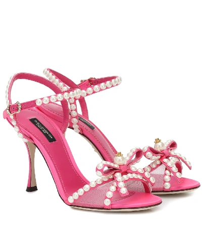 Shop Dolce & Gabbana Keira 85 Embellished Satin Sandals In Pink