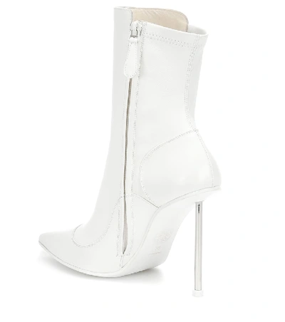 Shop Alexander Mcqueen Victorian Leather Ankle Boots In White