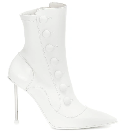Shop Alexander Mcqueen Victorian Leather Ankle Boots In White