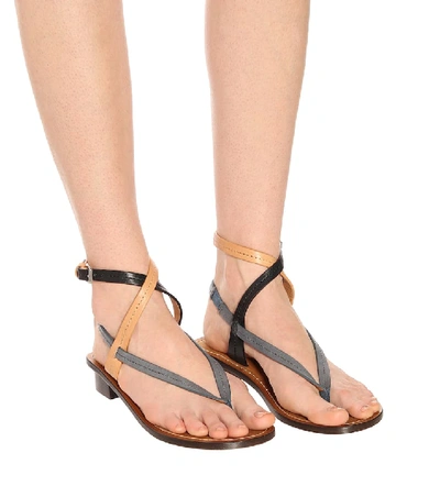 Shop Isabel Marant Jeony Leather Sandals In Neutrals