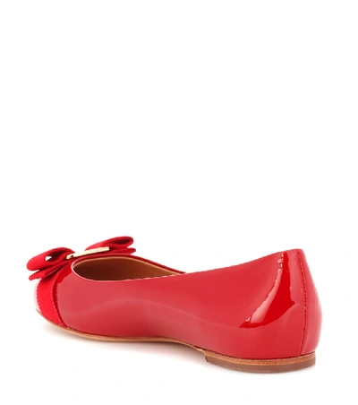 Shop Ferragamo Varina Patent Leather Ballet Flats In Red