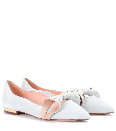 Shop Roger Vivier Baby Doll Pearl Suede Ballerinas In Grey