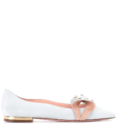 Shop Roger Vivier Baby Doll Pearl Suede Ballerinas In Grey