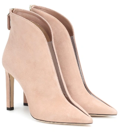 Shop Jimmy Choo Bowie 100 Suede Ankle Boots In Pink