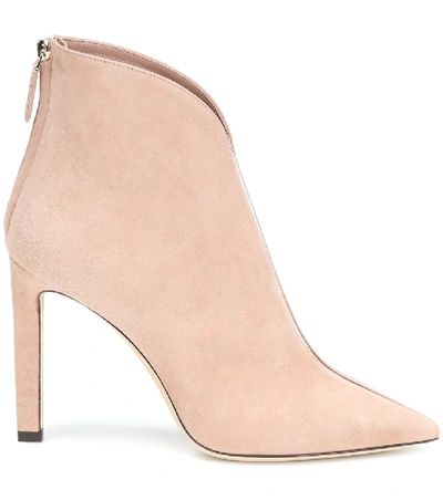 Shop Jimmy Choo Bowie 100 Suede Ankle Boots In Pink