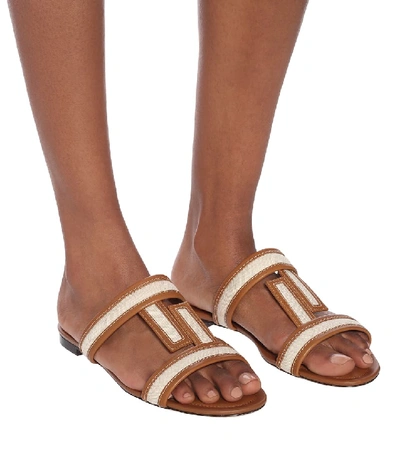 Shop Tod's Leather Sandals In Beige