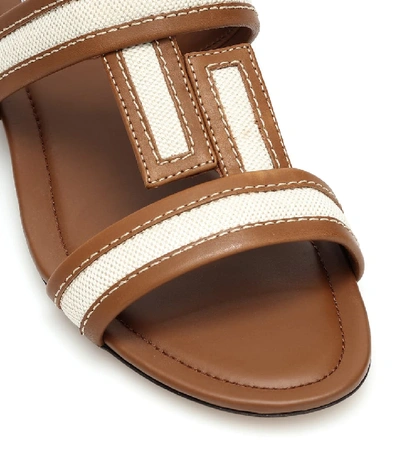 Shop Tod's Leather Sandals In Beige