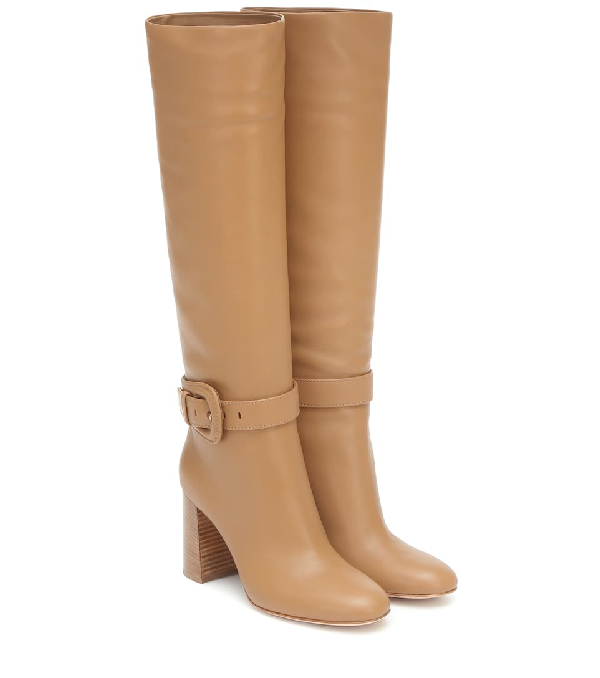 leather beige boots