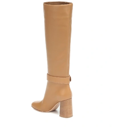 Shop Gianvito Rossi Leather Knee-high Boots In Beige