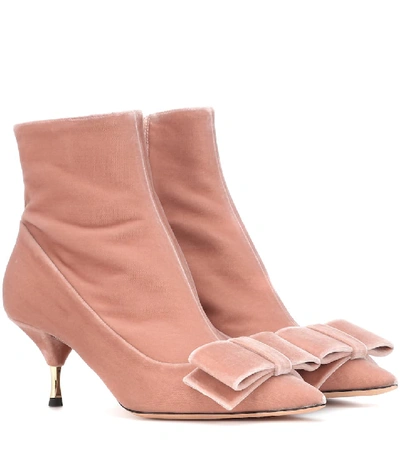 Shop Rochas Velvet Ankle Boots In Pink