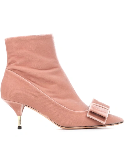 Shop Rochas Velvet Ankle Boots In Pink