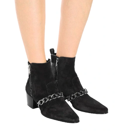 Shop Balmain Ella Suede Ankle Boots In Black