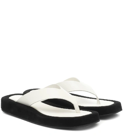 Shop The Row Ginza Leather Platform Slides In White