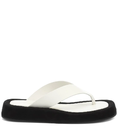Shop The Row Ginza Leather Platform Slides In White