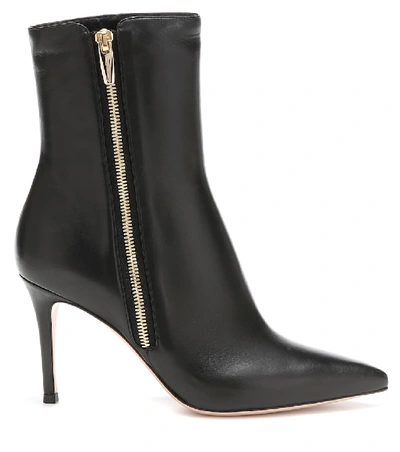 Shop Gianvito Rossi Leather Ankle Boots In Black