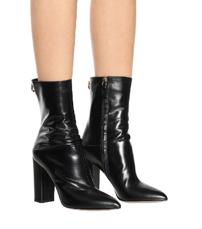 Shop Valentino Leather Ankle Boots In Black