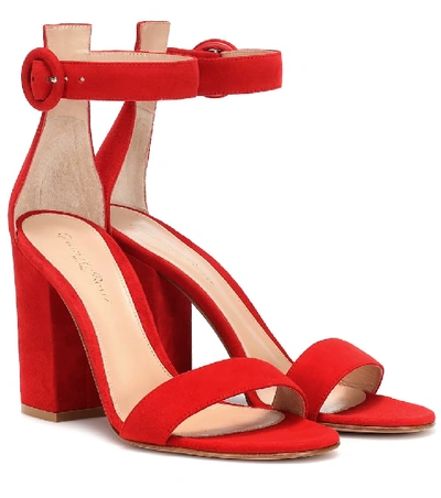 Shop Gianvito Rossi Versilia Suede Sandals In Red
