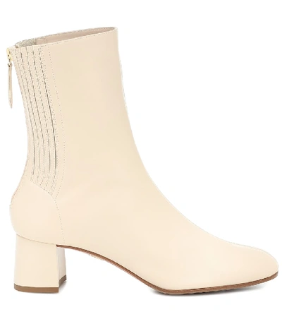 Shop Aquazzura Saint Honoré 50 Leather Ankle Boots In Beige