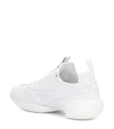 Shop Roger Vivier Viv' Sprint Leather-trimmed Sneakers In White