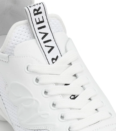 Shop Roger Vivier Viv' Sprint Leather-trimmed Sneakers In White