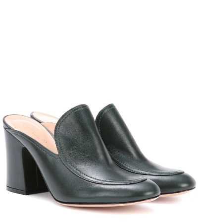 Shop Gianvito Rossi Marcel Leather Mules In Green