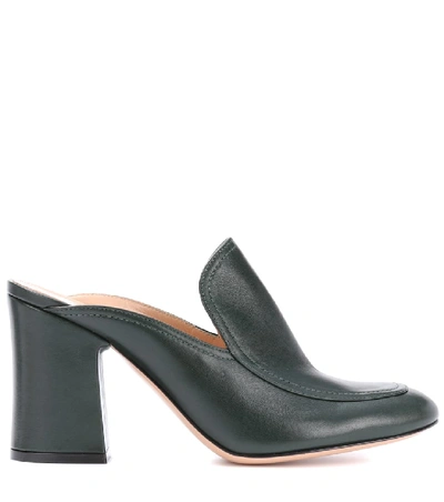 Shop Gianvito Rossi Marcel Leather Mules In Green