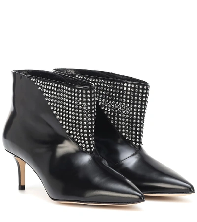 Shop Christopher Kane Embellished Leather Ankle Boots In Black