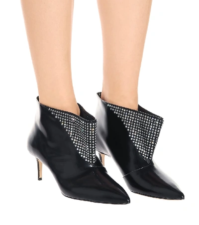 Shop Christopher Kane Embellished Leather Ankle Boots In Black