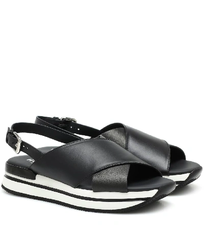 Shop Hogan H257 Leather Sandals In Black