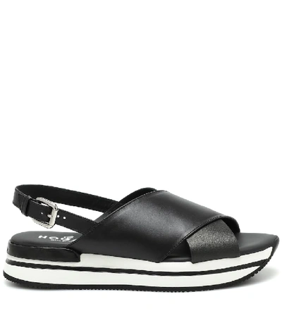 Shop Hogan H257 Leather Sandals In Black