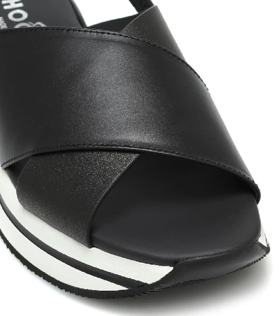Shop Hogan H257 Leather Sandals In Black
