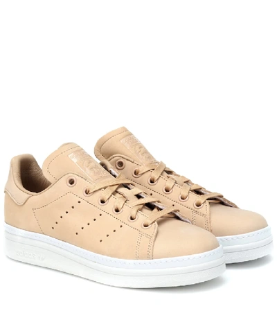 Shop Adidas Originals Stan Smith New Bold Leather Sneakers In Beige