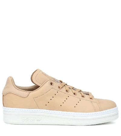 Shop Adidas Originals Stan Smith New Bold Leather Sneakers In Beige
