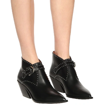 Shop Givenchy Studded Leather Ankle Boots In Black