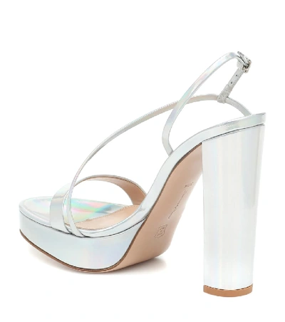 Shop Gianvito Rossi Kimberly Leather Platform Sandals In Silver