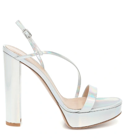 Shop Gianvito Rossi Kimberly Leather Platform Sandals In Silver